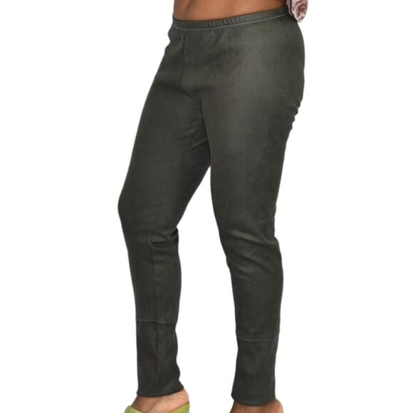 Pete Greta Myra Leggings Green Faux Suede Stretch Slouchy Johnny Was Size Small - Picture 3 of 15